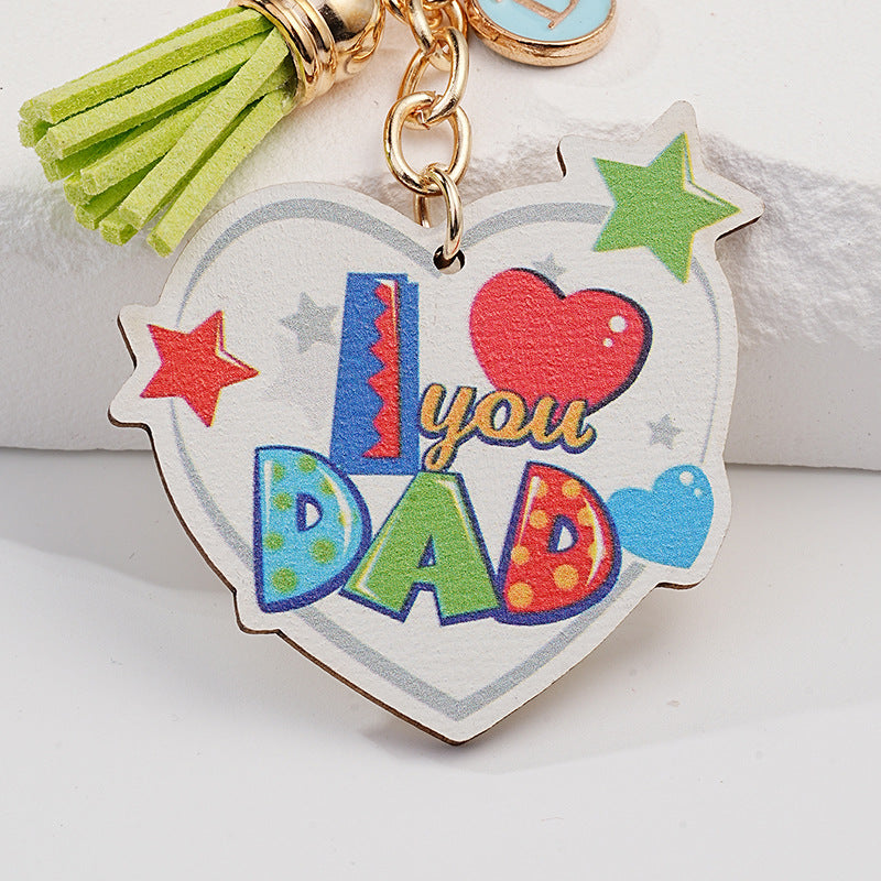 Color al por mayor Impresión Heart Padre Day Gift Metal Keychain